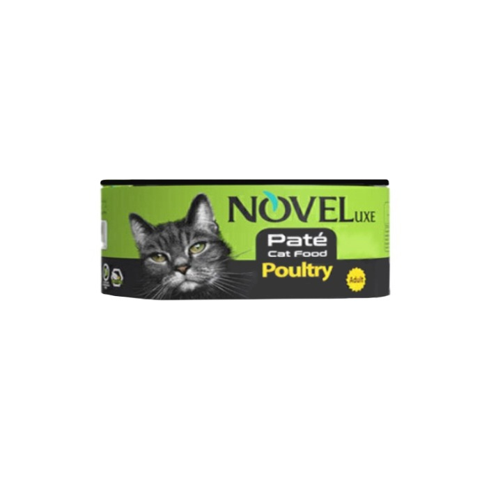 کنسرو غذای گربه بالغ نوول لوکس مدل گوشت تازه طعم مرغ و گوشت پرندگان وزن 120 گرم