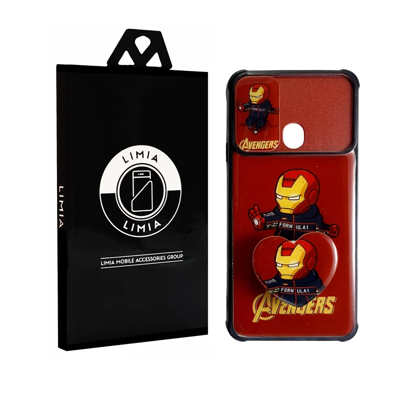 کاور لیمیا مدل فانتزی کشویی پشت شیشه ای طرح عروسکی کد 131 مناسب برای گوشی سامسونگ Galaxy A20s به همراه پاپ سوکت 