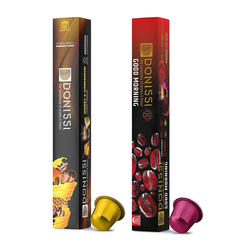 کپسول قهوه با عسل دارچین دونیسی و قهوه صبح بخیر دونیسی - 2 بسته 10 عددی