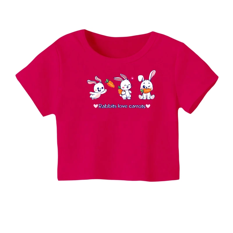 کراپ‌ تی‌شرت آستین کوتاه زنانه مدل خرگوش‌ کد ۱۲