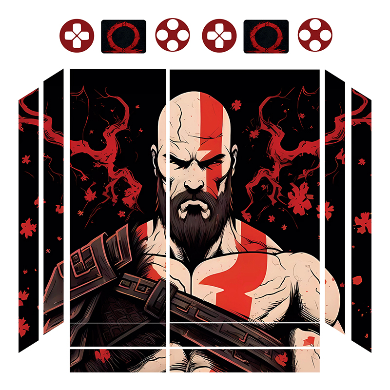 برچسب پلی استیشن 4 فت توییجین وموییجین مدل  GOD OF WAR 06 مجموعه 16 عددی