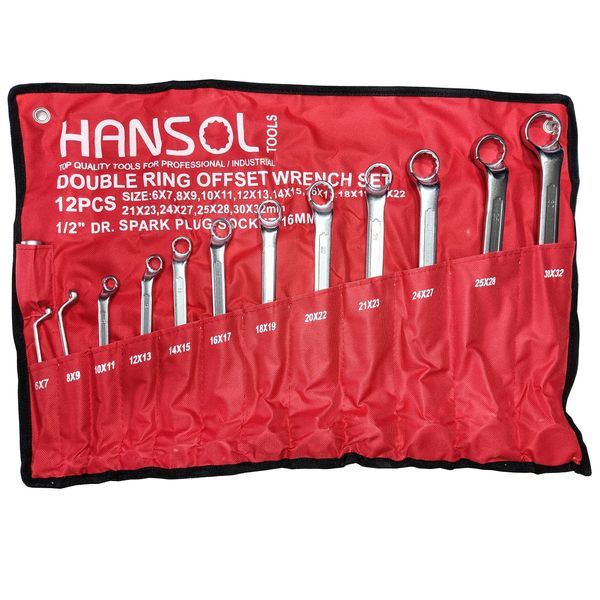 آچار دو سر رینگی هانسول مدل HANSOL - 12 مجموعه 13 عددی