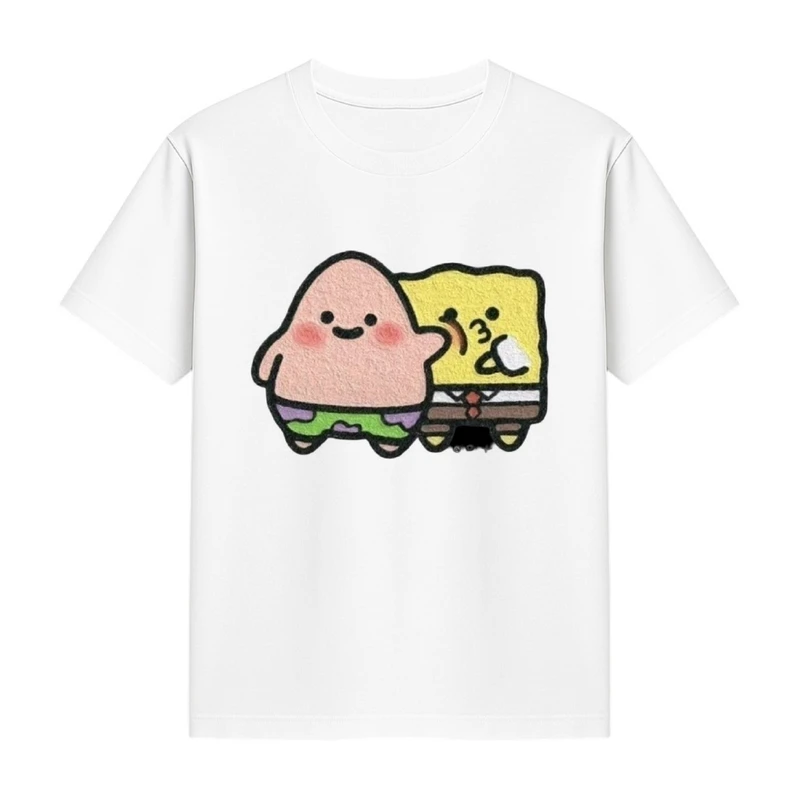 تی‌شرت آستین کوتاه دخترانه مدل باب اسفنجی و پاتریک کد p3 