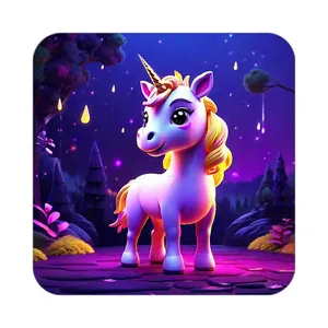 زیر لیوانی کاکتی طرح اسب تک شاخ و یونیکورن مدل mp30732