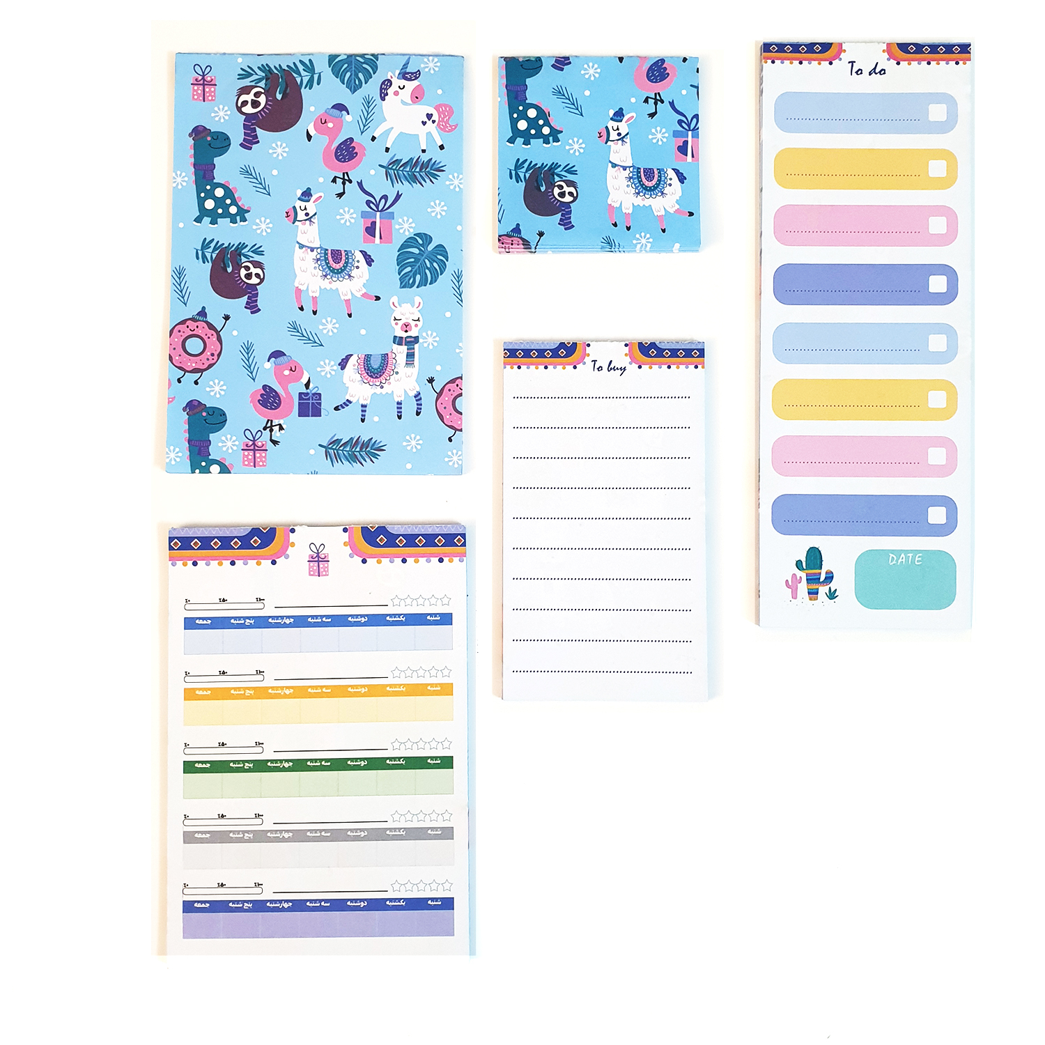 کاغذ یادداشت یاس اکام طرح لاما مجموعه 5 عددی