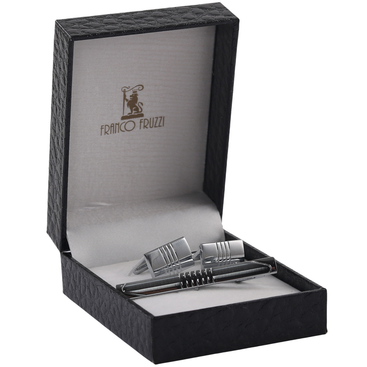 ست دکمه سردست و گیره کراوات مردانه فرانکوفروزی مدل FF-112036 ست دکمه سردست و گیره کراوات مردانه فرانکوفروزی مدل FF-112036