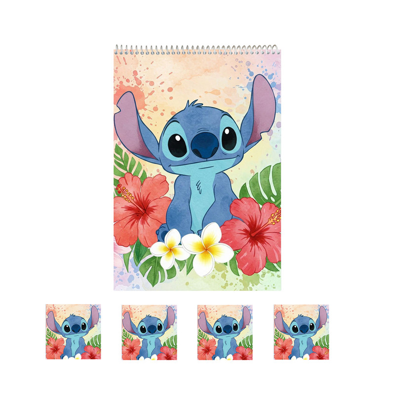 دفتر نقاشی 50 برگ مدل استیچ کد02 به همراه برچسب مجموعه 5 عددی