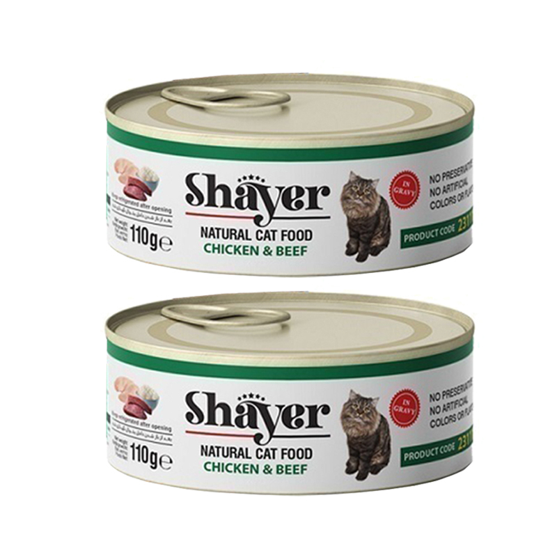 کنسرو گربه شایر مدل مرغ و گوشت وزن 110 گرم بسته 2 عددی