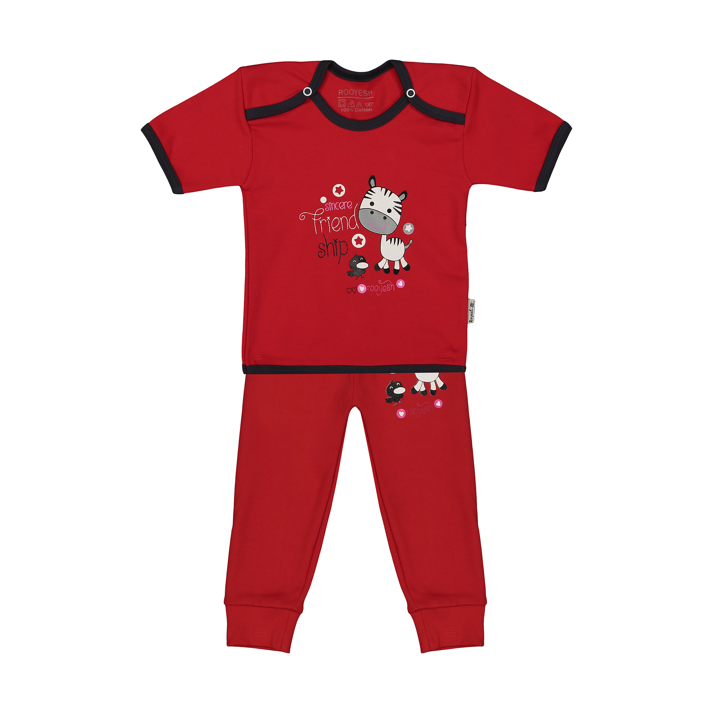 ست تی شرت و شلوار نوزادی رویش مدل 170