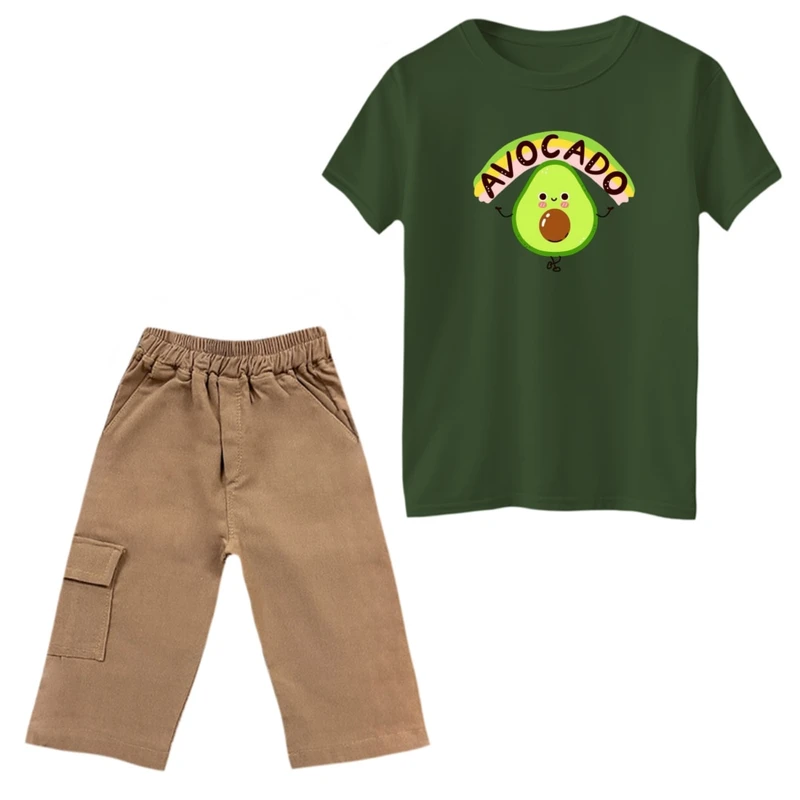 ست تی‌شرت و شلوارک دخترانه مدل آووکادو تپل
