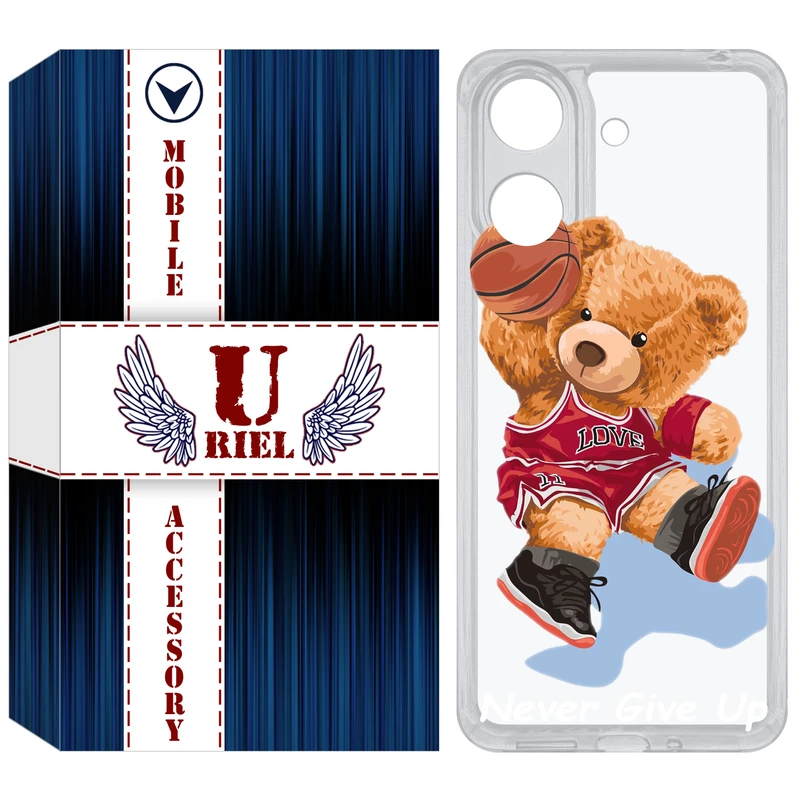 کاور یوریل مدل Clear کد 63 طرح خرس ورزشکار مناسب برای گوشی موبایل شیائومی Redmi 13C / Poco C65