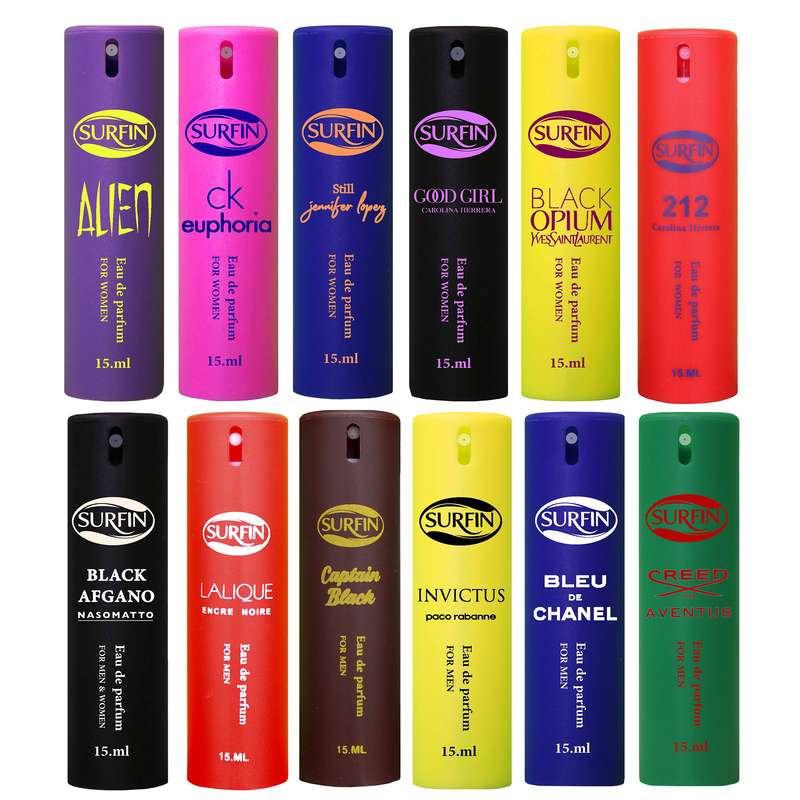عطر جیبی سورفین مدل M12 حجم 15 میلی لیتر مجموعه 12 عددی