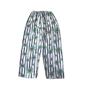 شلوار راحتی زنانه مدل نخی آفتاب گردان راه راه