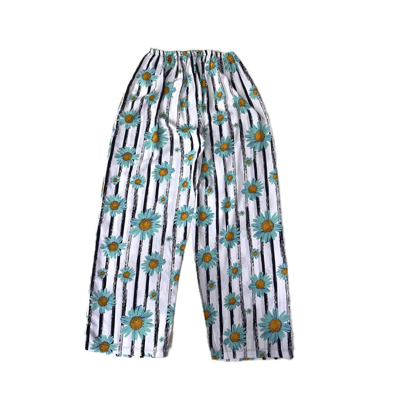 شلوار راحتی زنانه مدل نخی آفتاب گردان راه راه