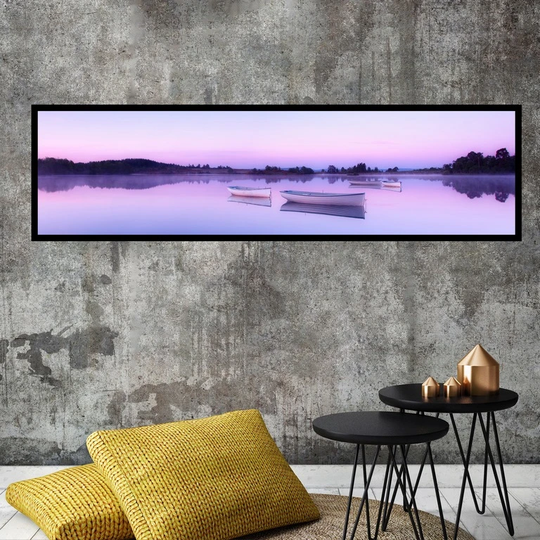 تابلو بکلیت طرح منظره دریاچه و قایق مدل کشیده B-7651