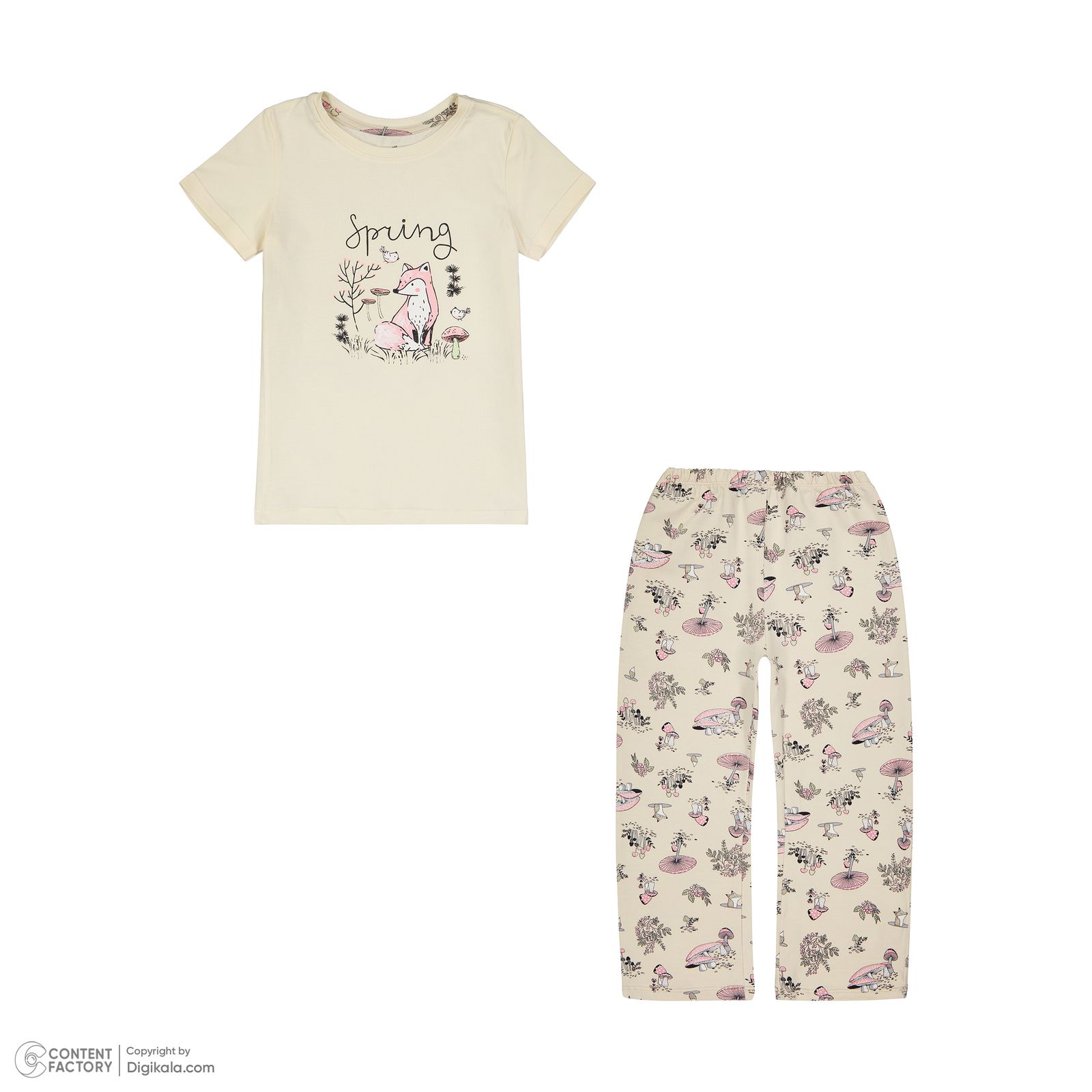 ست تی شرت و شلوار دخترانه ناربن مدل 1183 رنگ زرد روشن - - 3