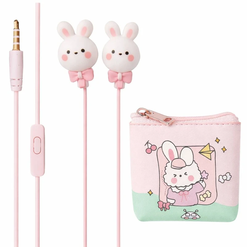 هندزفری طرح فانتزی خرگوش مدل kn_8280 به همراه کیف هندزفری 