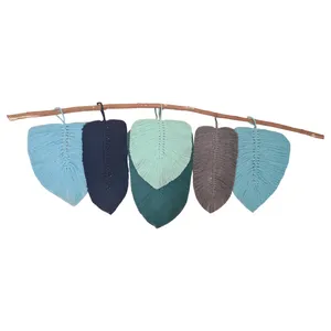  دیوارکوب بافتنی مدل مکرومه طرح برگ کد 07