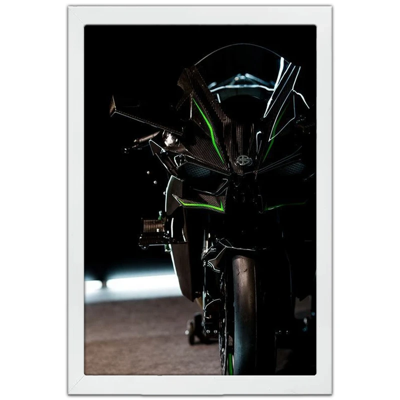 تابلو بکلیت طرح موتور سنگین نینجا کاوازاکی NINJA KAWASAKI H2R مدل W-po1700 فریم سفید