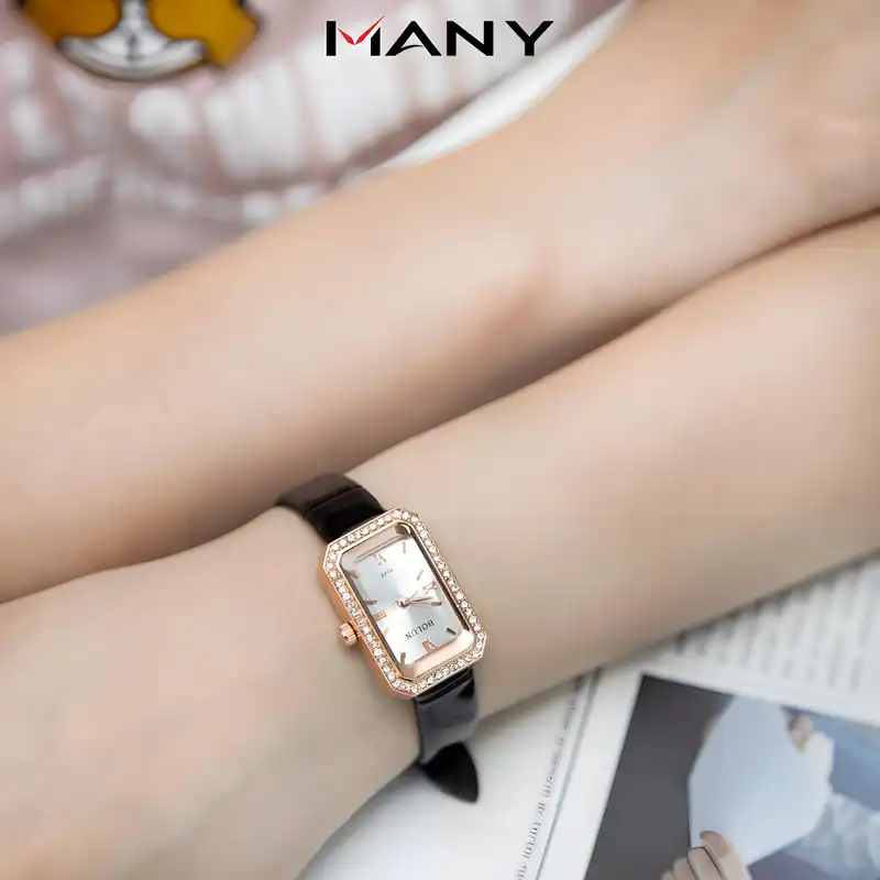 ساعت مچی عقربه ای زنانه بولون مدل بند ورنی دور نگین 1