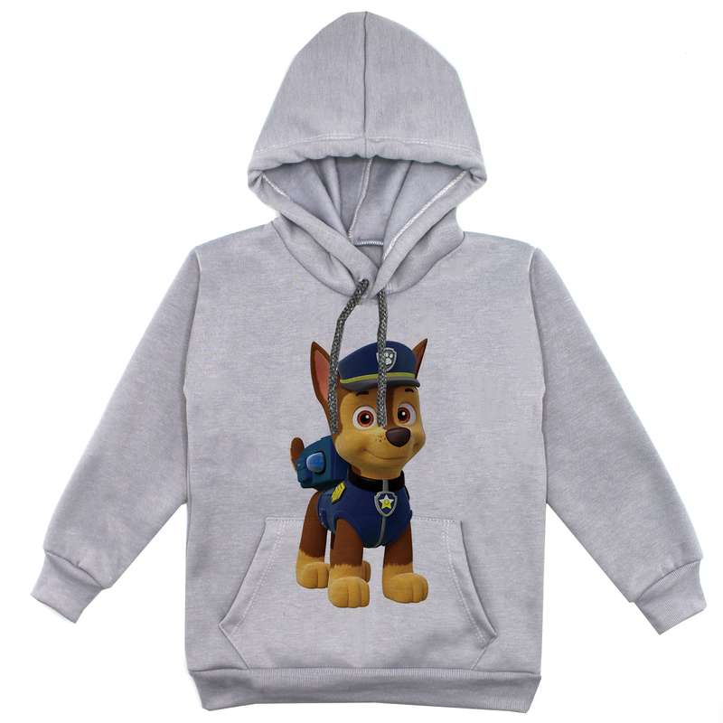 هودی پسرانه مدل  سگ نگهبان F73 رنگ طوسی