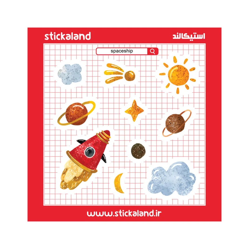 استیکر لپ تاپ استیکالند مدل موشک و فضا کد 436587o
