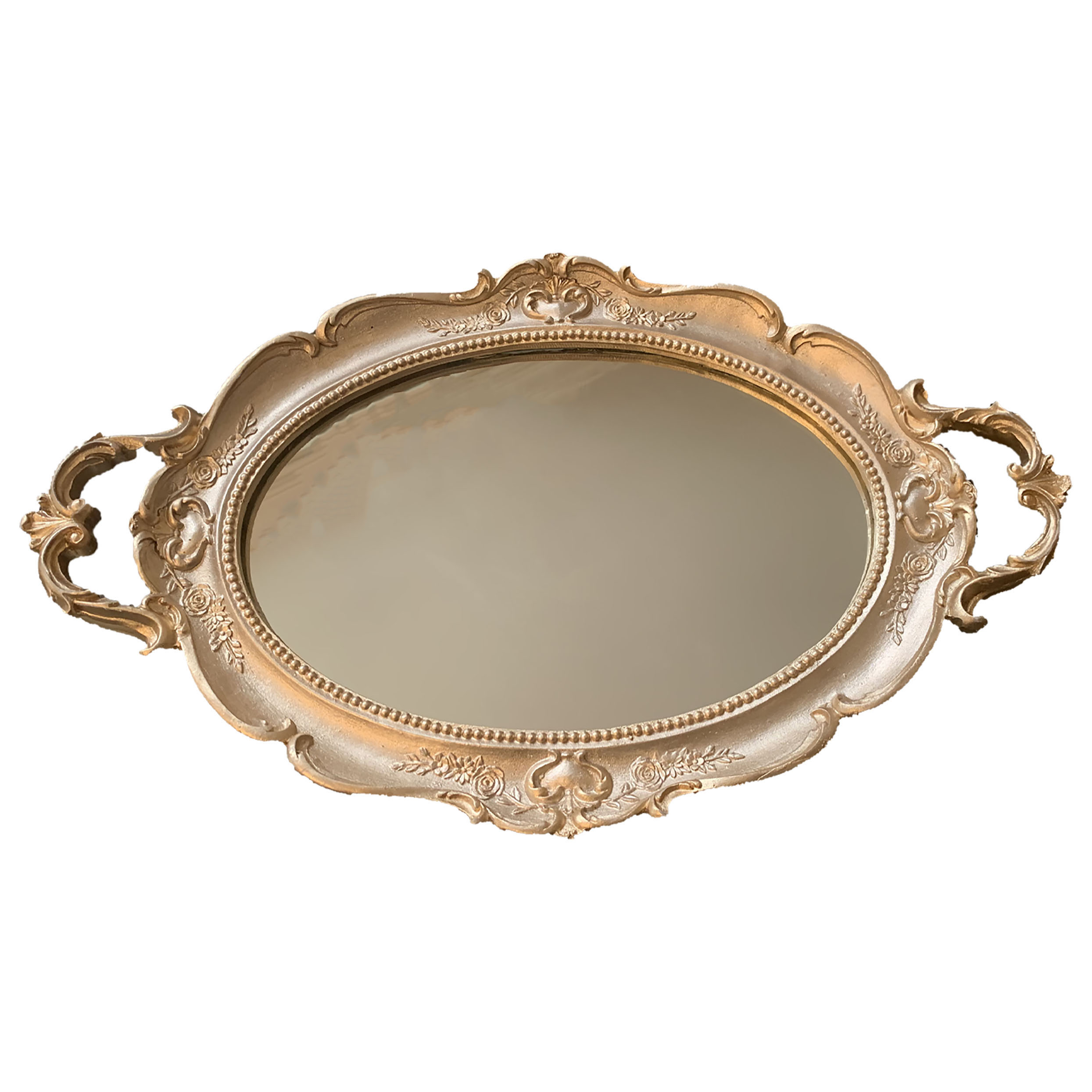 سینی مدل سینی کف آیینه مدل A&amp;S7173 رنگ طلایی