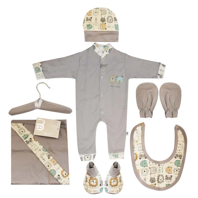 ست 7 تکه لباس نوزادی مادرکر طرح حیوانات جنگل کد M454.15