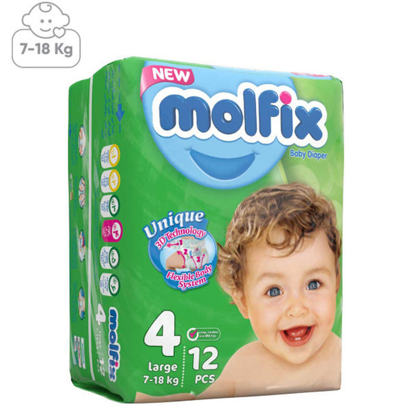 پوشک مولفیکس سایز 4 بسته 12 عددی