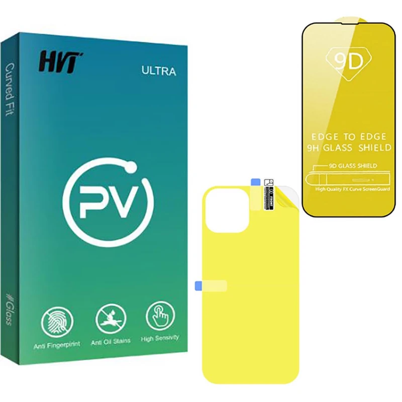 محافظ صفحه نمایش اچ وی تی مدل PV مناسب برای گوشی موبایل اپل iPhone 14 pro max به همراه محافظ پشت گوشی