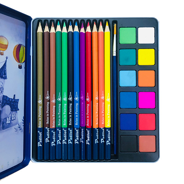 مداد رنگی 12 رنگ و آبرنگ پادیلوت مدل خانه