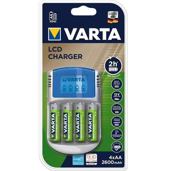 شارژر باتری وارتا مدل LCD Charger به همراه باتری قلمی بسته 4 عددی شارژر باتری وارتا مدل LCD Charger به همراه باتری قلمی بسته 4 عددی