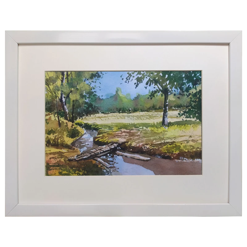 تابلو نقاشی آبرنگ طرح پلی روی رودخانه کد 73