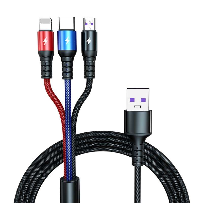 کابل  تبدیل USB به USB-C/ لایتنینگ/ microUSB مدل QUICK CHARGE طول 1.2 متر