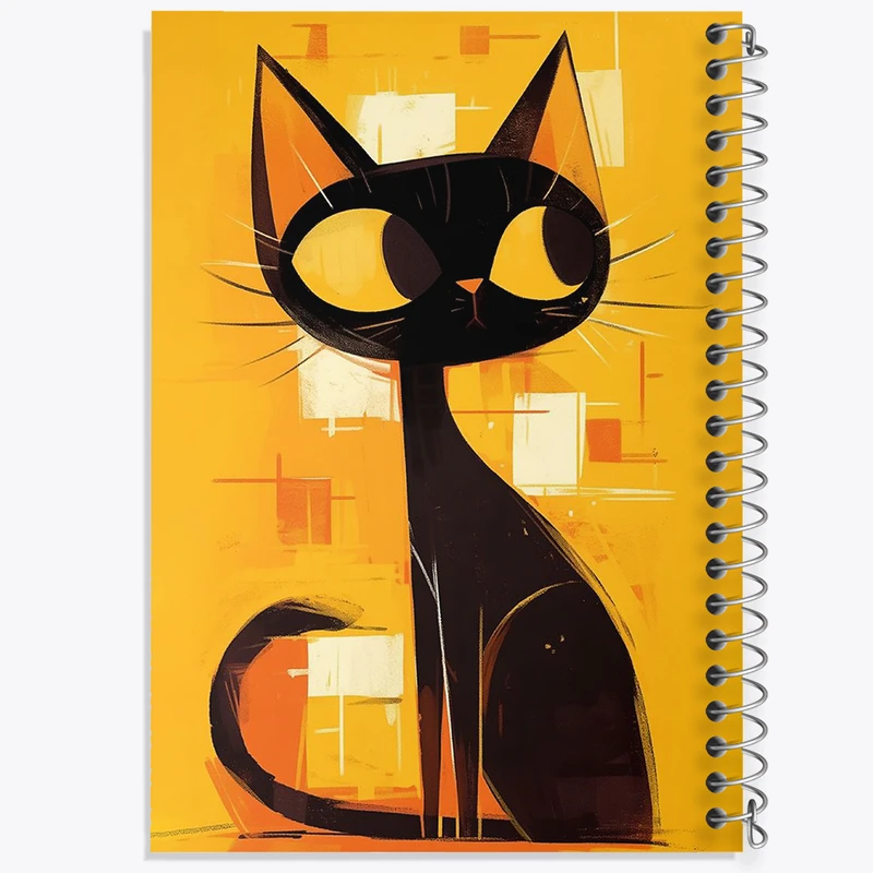 دفتر ژورنال نویسی 50 برگ خندالو مدل نقطه ای طرح گربه سیاه بامزه کد N1869