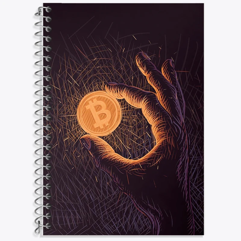 دفتر زبان 50 برگ خندالو مدل دو خط طرح بیت کوین (Bitcoin) کد F2493
