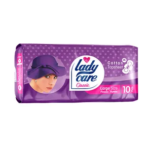 نوار بهداشتی لیدی کر مدل بالدار کلاسیک پنبه ای سایز بزرگ بسته 10 عددی
