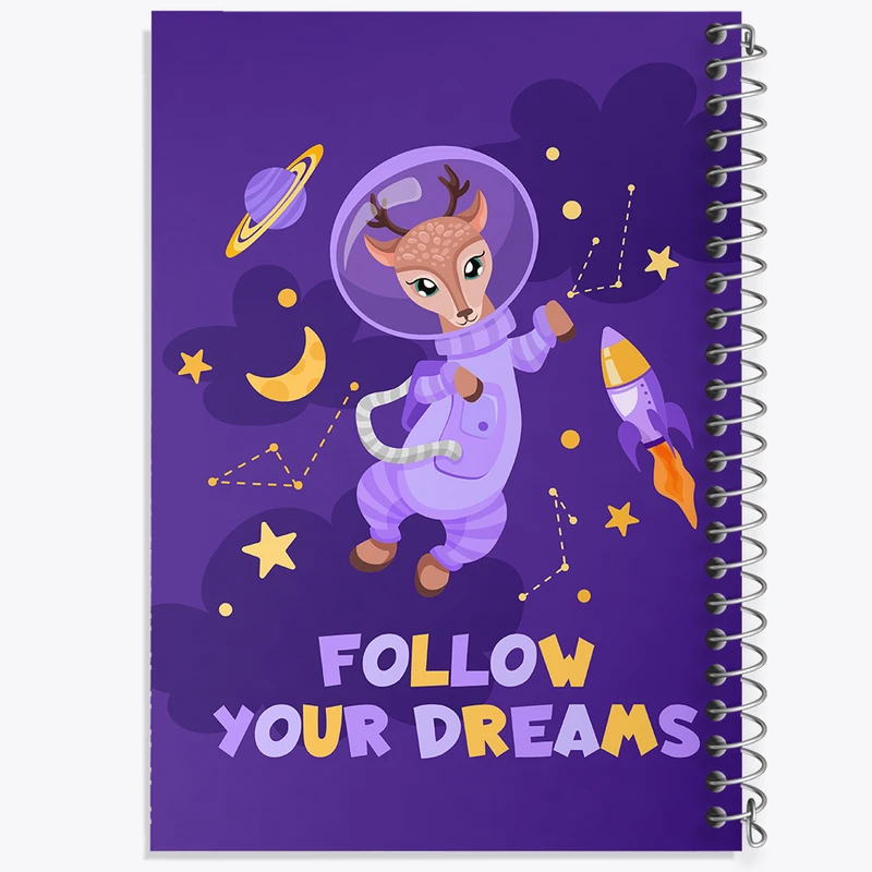 دفتر مشق 100 برگ خندالو طرح گوزن فضانورد کد N1374