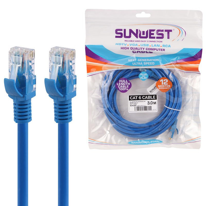 کابل شبکه CAT6 سان وست مدل SUN-2025 طول 5 متر