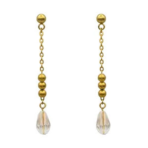 گوشواره زنانه مانچو مدل آویز سفید کد ef032