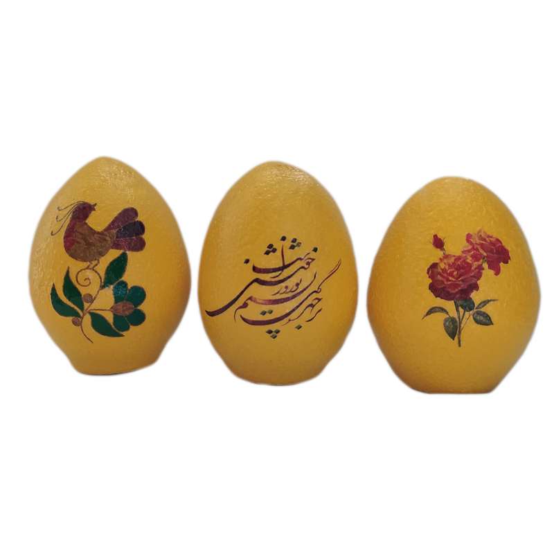 تخم مرغ سفالی مدل نوروز کد 4 مجموعه 3 عددی