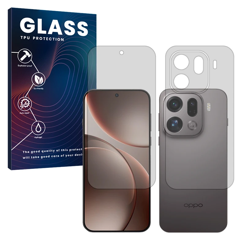 محافظ صفحه نمایش شفاف گلس مدل هیدروژلی مناسب برای گوشی موبایل اوپو Find X9 Pro به همراه محافظ پشت گوشی