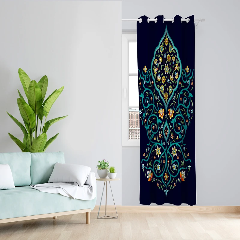 پرده طرح سنتی مدل مخمل پانچی کد 4189 z سایز 140x200 سانتی متر