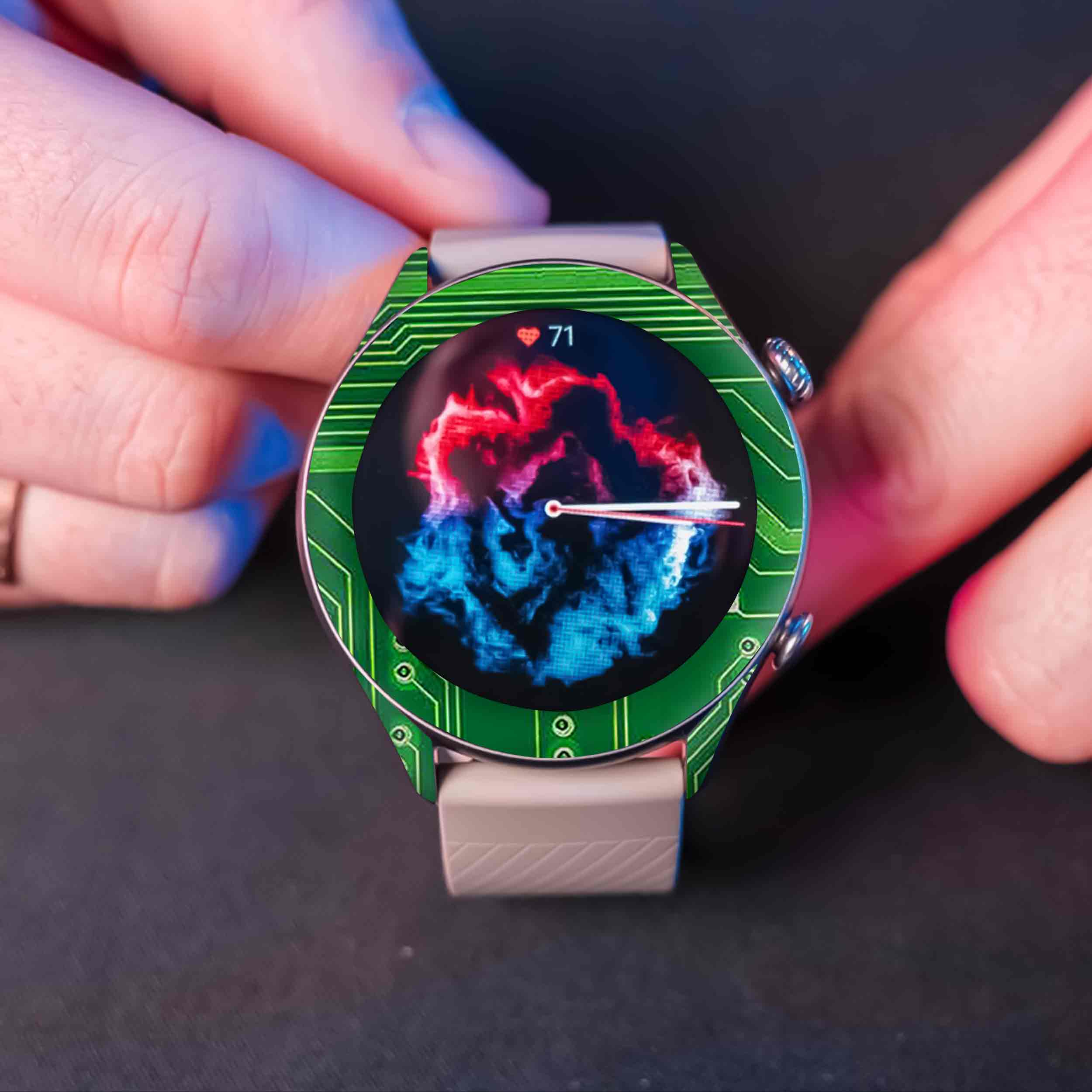 برچسب ماهوت طرح Green-Printed-Circuit-Board مناسب برای ساعت هوشمند آمازفیت GTR 3