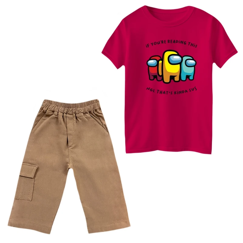 ست تی‌شرت و شلوارک پسرانه مدل امانگ آس کد 2