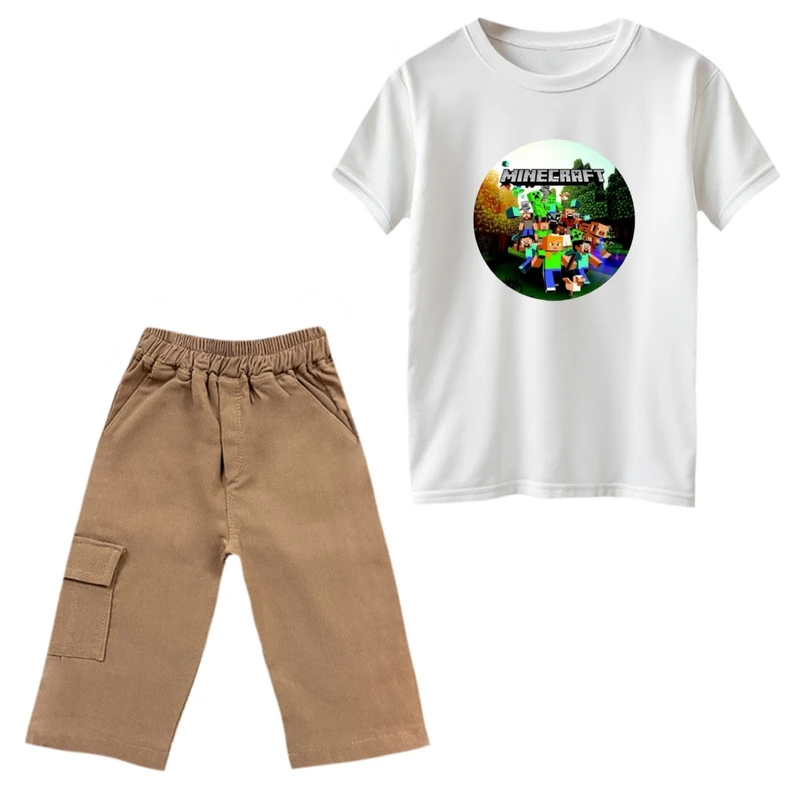 ست تی‌شرت و شلوارک پسرانه مدل ماینکرفت کد 2