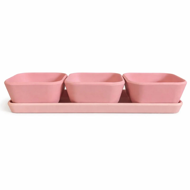 ظرف سرو مدل مربع مجموعه 3 عددی به همراه سینی کد KPFD04740