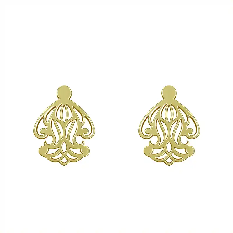 گوشواره طلا 18 عیار زنانه مدوپد مدل اسلیمی کد GA1-15322