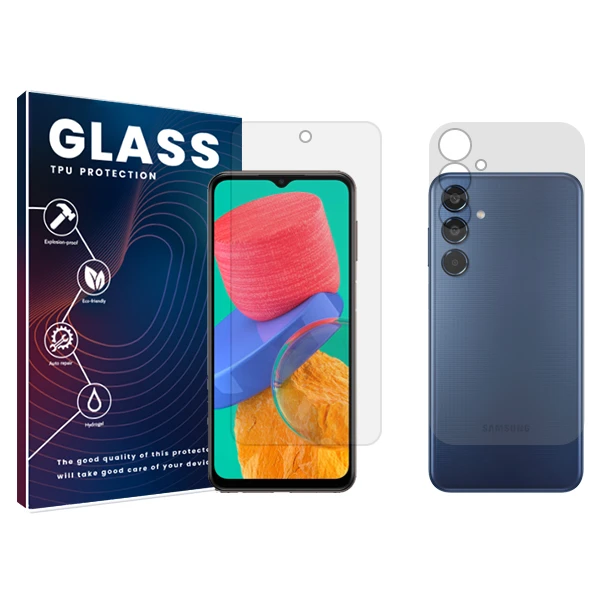محافظ صفحه نمایش شفاف گلس مدل Resistant مناسب برای گوشی موبایل سامسونگ Galaxy M35 به همراه محافظ پشت گوشی