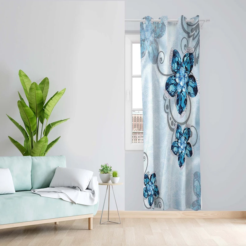 پرده طرح نگین مدل مخمل پانچی کد 5571R z سایز 140x200 سانتی متر